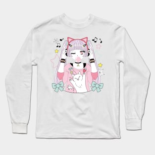 Anime style girl color pink Long Sleeve T-Shirt